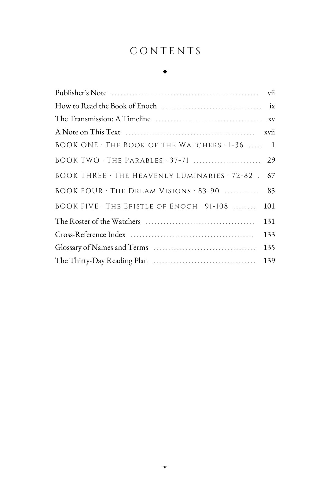 Contents — the five books of Enoch and appendices